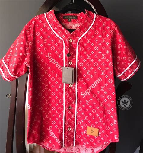 supreme louis vuitton baseball jersey|Louis Vuitton supreme tee price.